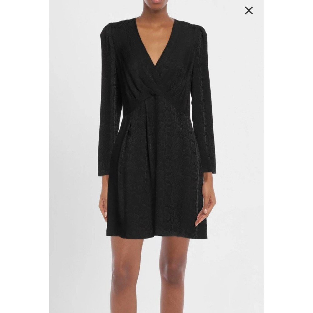SANDRO Gloria Dress Sz EU 40 US 8 Wrap Effect Jacquard Snake Print Black